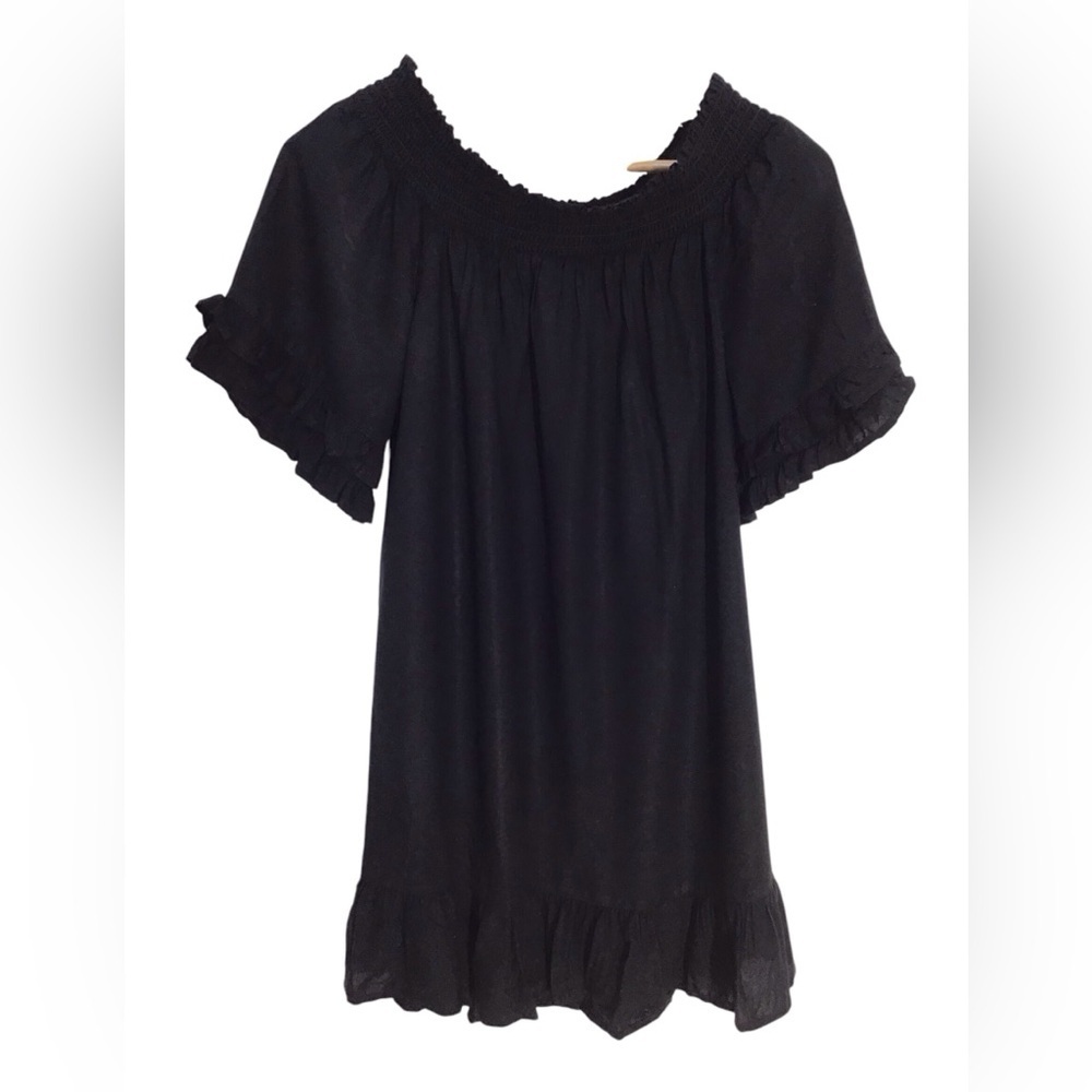 Boston Proper Black Off Shoulder Ruffle Sleeve Mini Dress Women’s Size XS - Picture 2 of 7